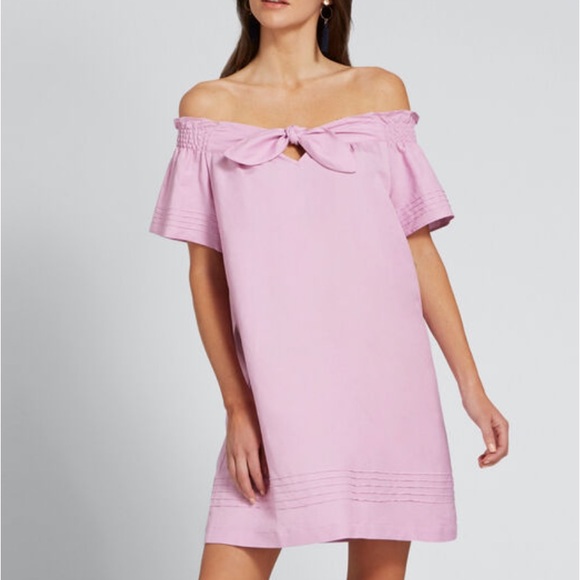 SEED HERITAGE Linen Lilac Off The Shoulder Smock Dress - Picture 2 of 8